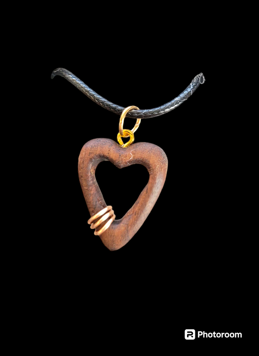 Black Walnut Open Heart w/copper wrap