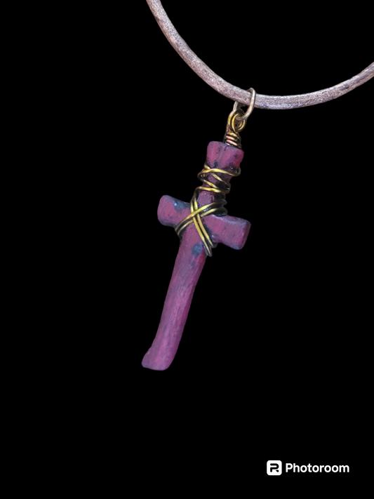 Purple Heart- Cross w/copper wrapping