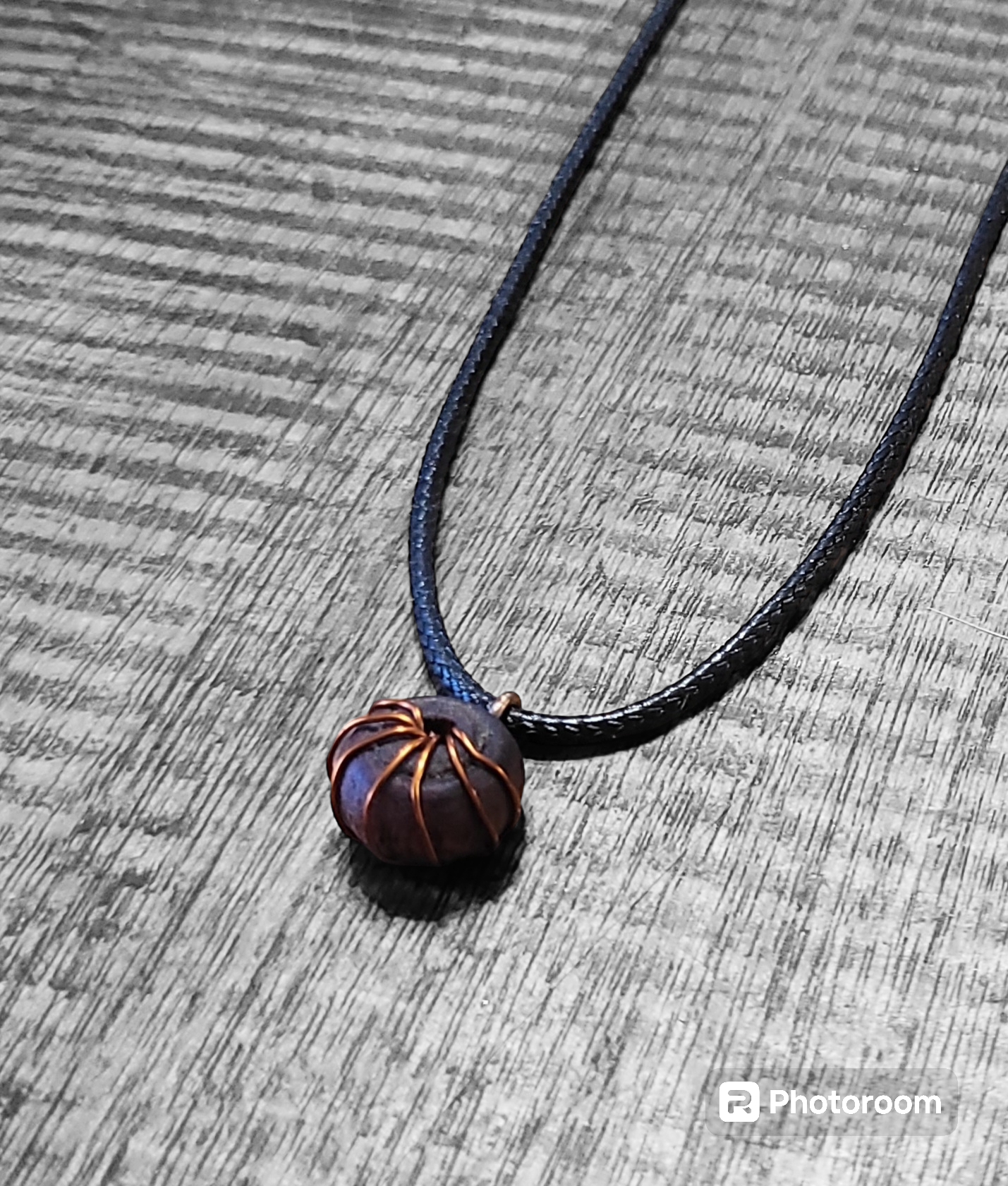 Purple Heart Round Pendant w/copper swirl jewelry