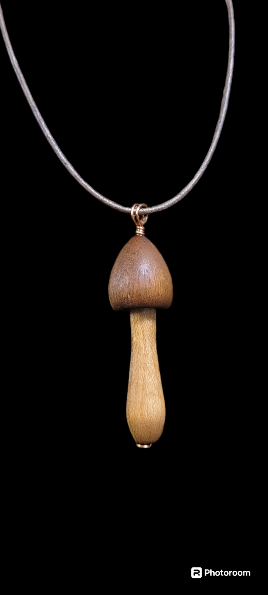 Black walnut & Cherry Mushroom pendant