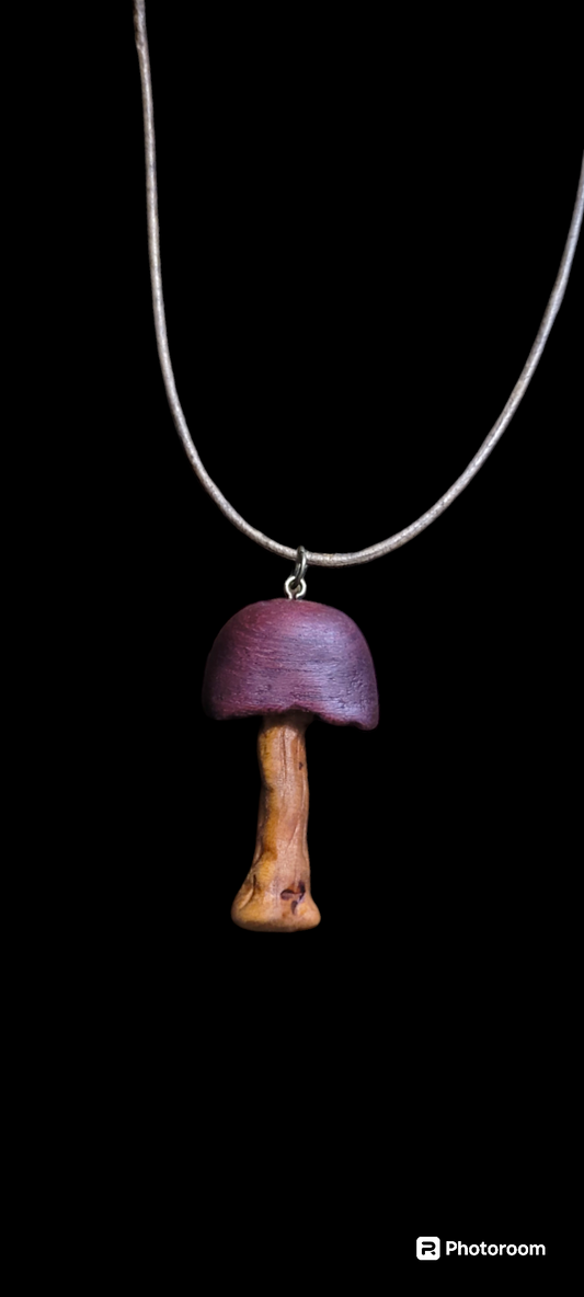 Purple heart & cherry Mushroom pendant