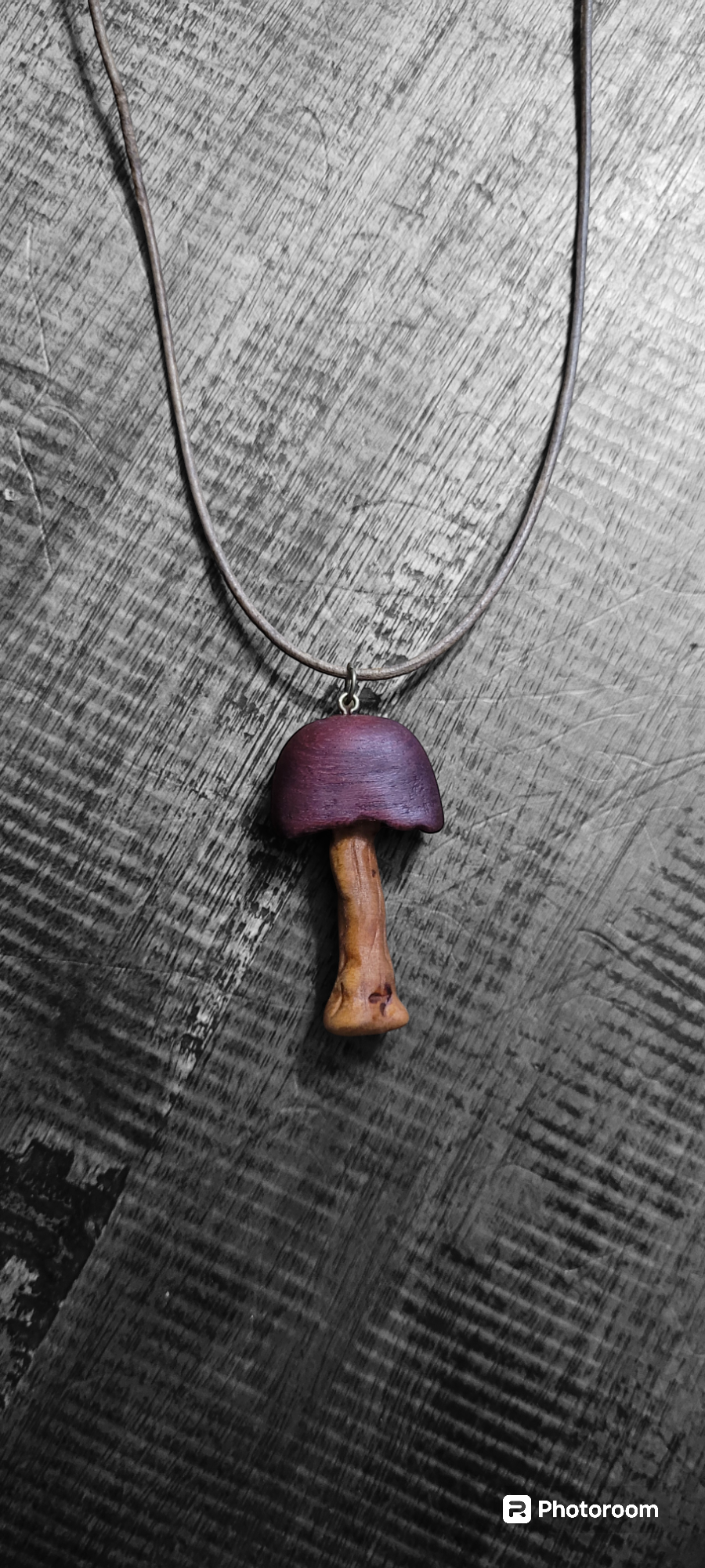 Purple heart & cherry Mushroom pendant