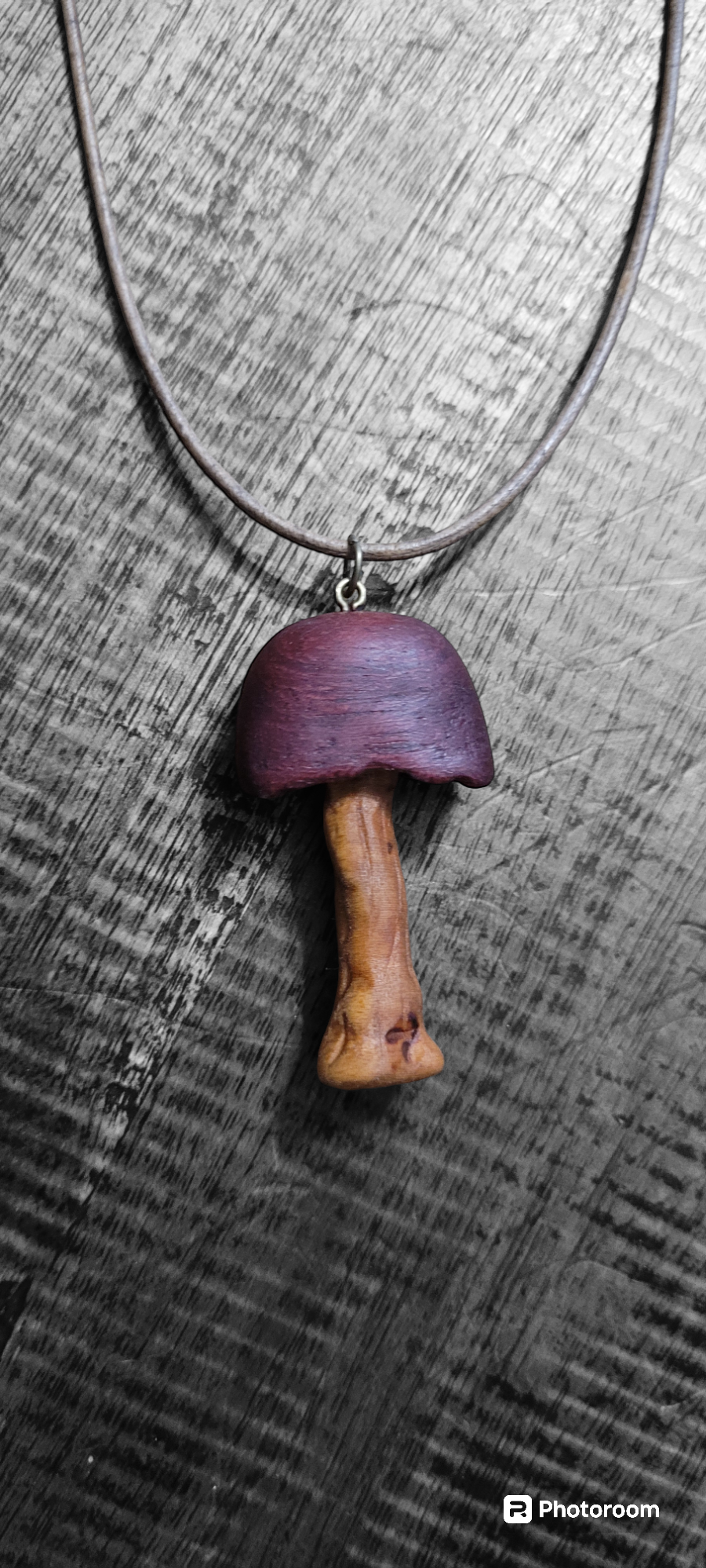 Purple heart & cherry Mushroom pendant