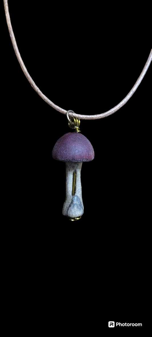 Purple heart & Blue pine Mushroom pendant